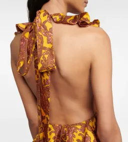 Zimmermann Tiggy Halter Maxi Dress in yellow and peach paisley silk for rent on The Volte - image 3