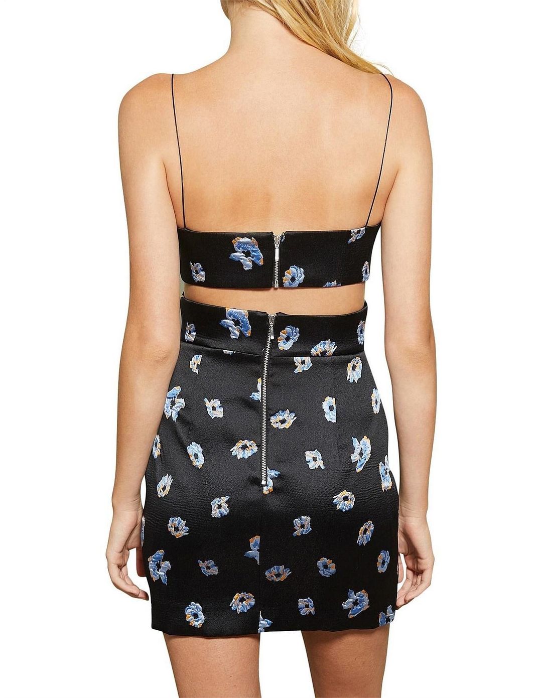 Bec & Bridge Daisy Cut Out Mini Dress Black Floral Size AU 8 for rent on The Volte - main image