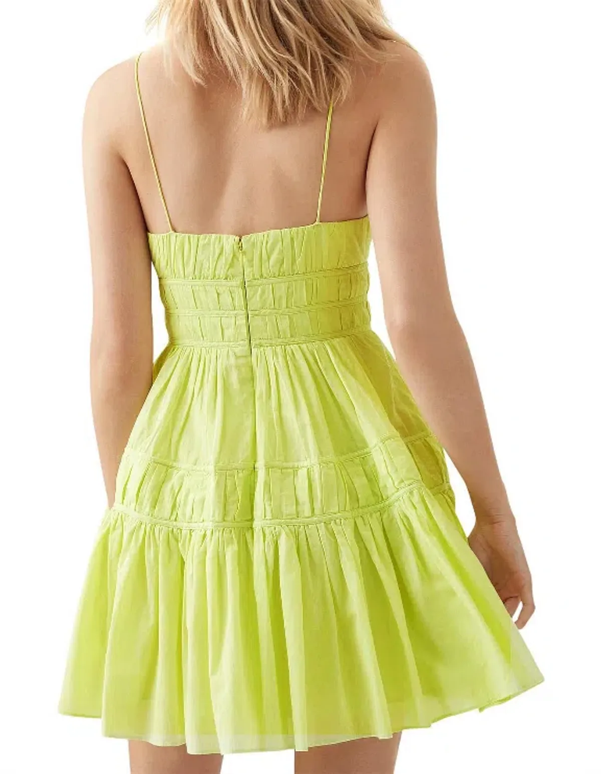 AJE GRACE TIERED MINI DRESS LIGHT LEMON SIZE 8 - Image 3