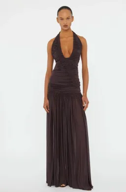 Christopher Esber Orion Gown in Malbec Brown AU 6 for rent on The Volte - image 3