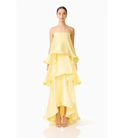 Elliatt Tilly Tiered Maxi Dress Butter Yellow Size S/AU 8 for rent on The Volte - image 1