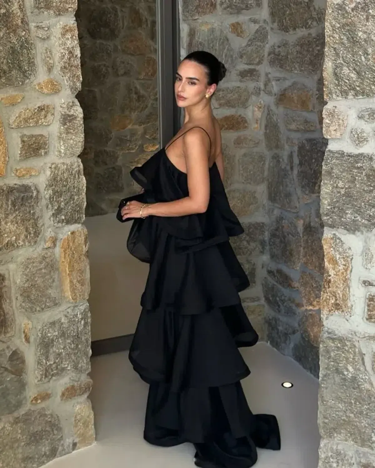 Elliatt Tilly 5 Tiered Maxi Dress in Black Size Medium - 10 AU for rent on The Volte - main image