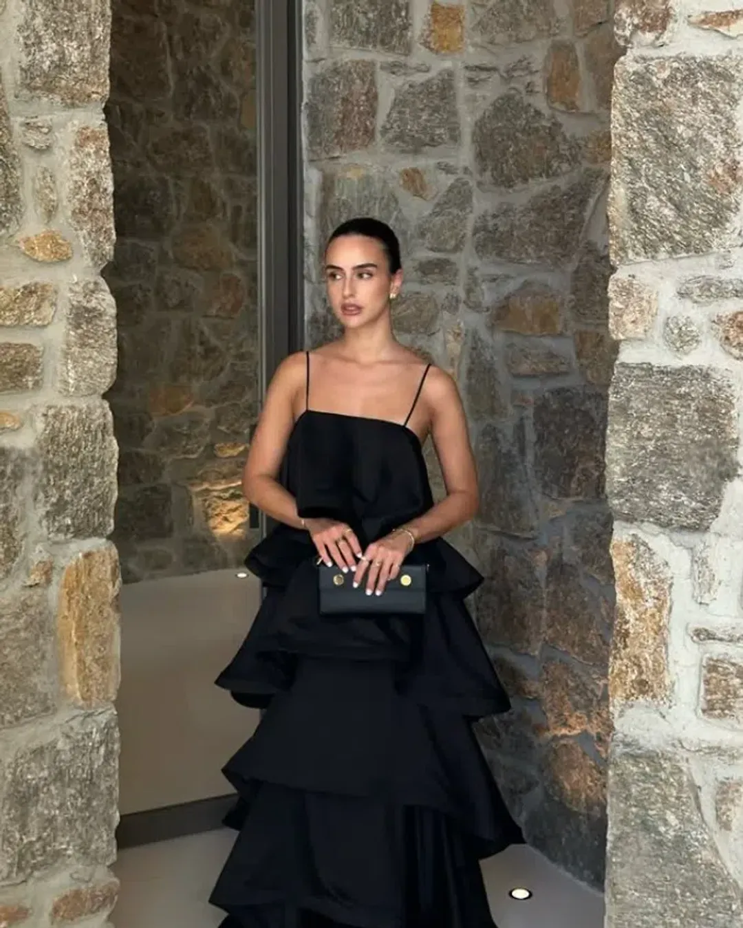 Elliatt Tilly 5 Tiered Maxi Dress in Black Size Medium - 10 AU for rent on The Volte - main image