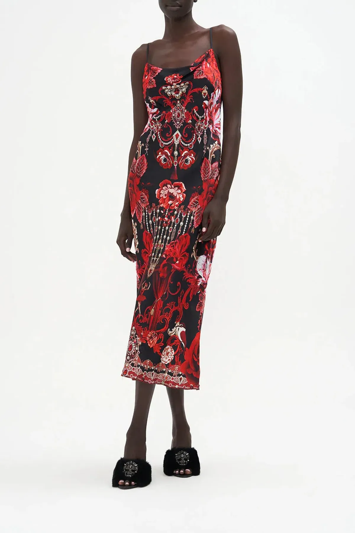 Camilla Long Bias Slip Sisterhood of the Rose Midi Dress Multi Size 12 for rent on The Volte - main image