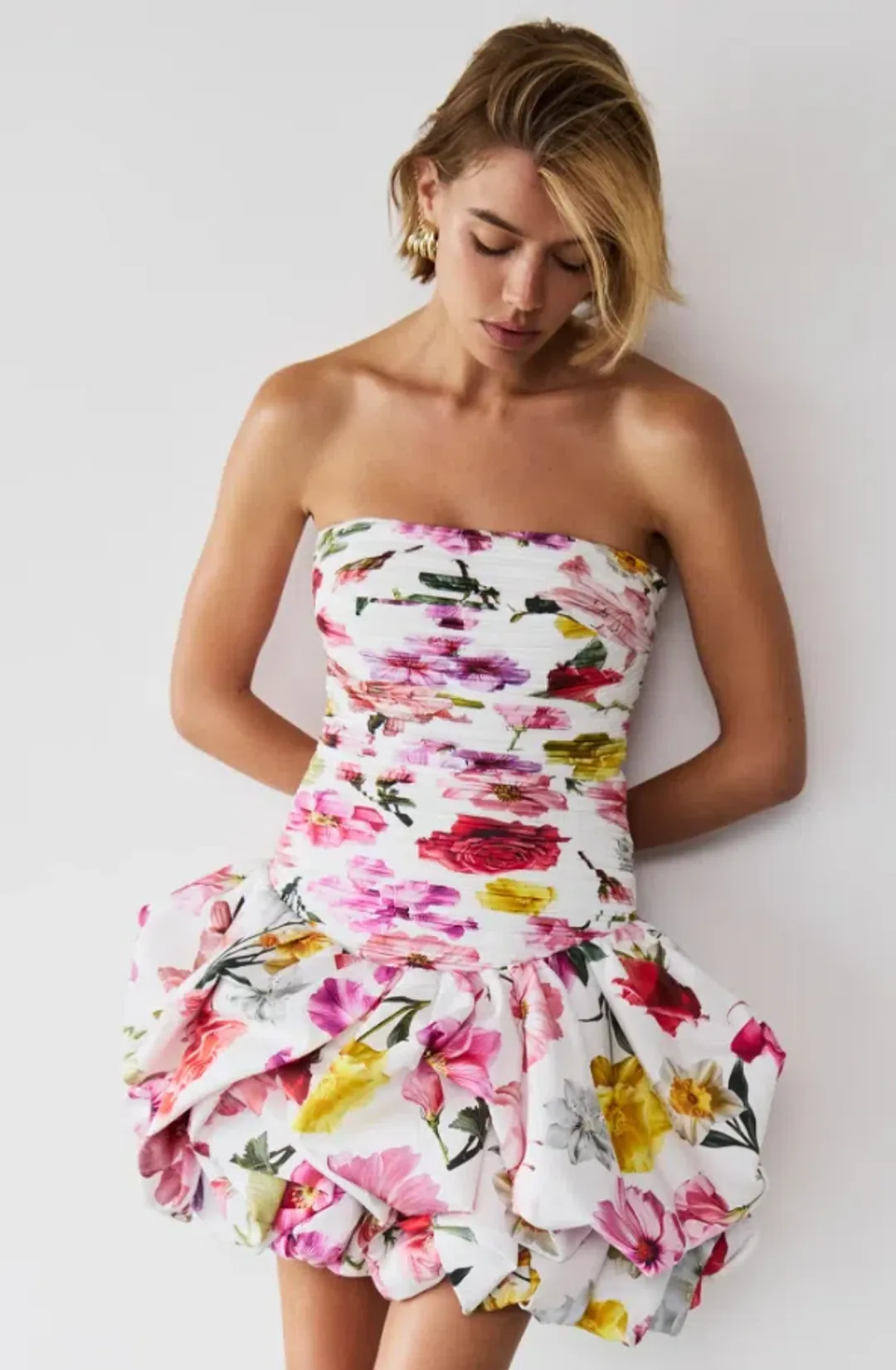 Aje Violette Bubble Hem Mini Dress Floral Size 10 for rent on The Volte - main image