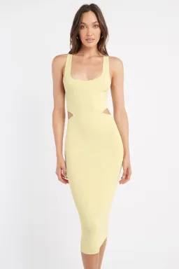 Kookai Malone Cut Out Midi Dress Yellow for rent on The Volte - image 1