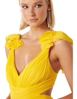 Forever New Selena Ruffle Shoulder Maxi in Yellow Size 12 for rent on The Volte - image 4