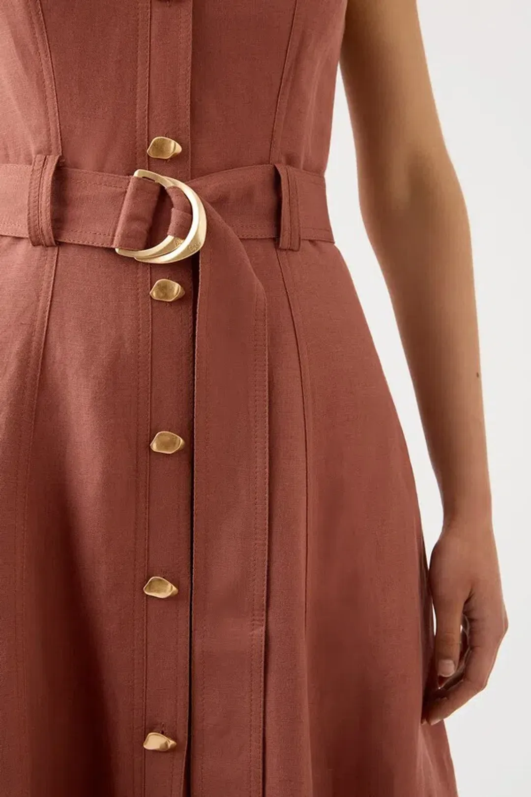 Aje Clay Belted Midi Dress In Coffee Brown | AU 8 for rent on The Volte - main image
