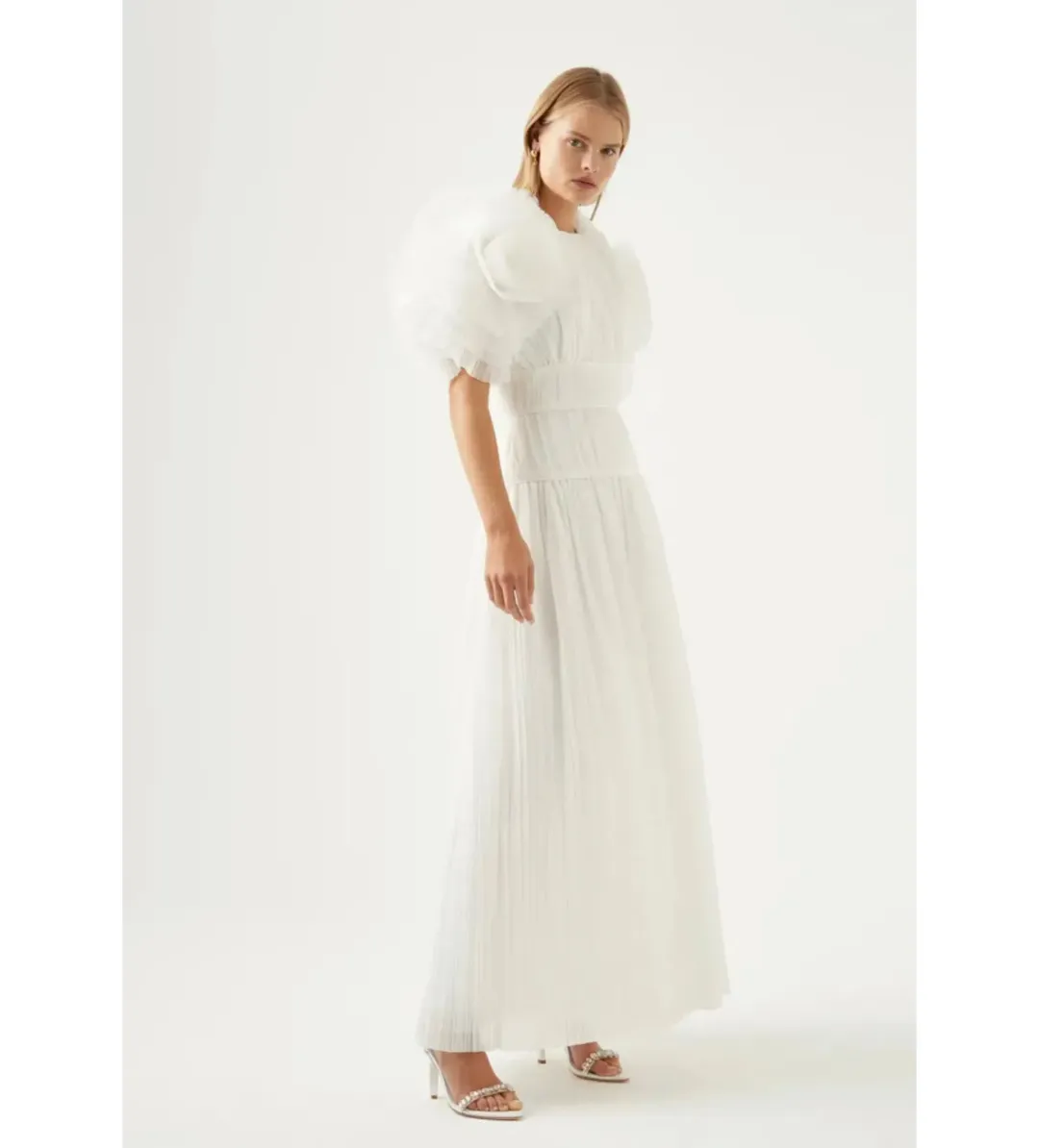 Aje Expressive Pleated Maxi Dress Ivory Size S/AU 8 for rent on The Volte - main image