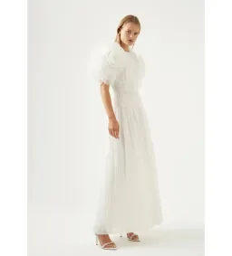 Aje Expressive Pleated Maxi Dress Ivory Size S/AU 8 for rent on The Volte - image 2