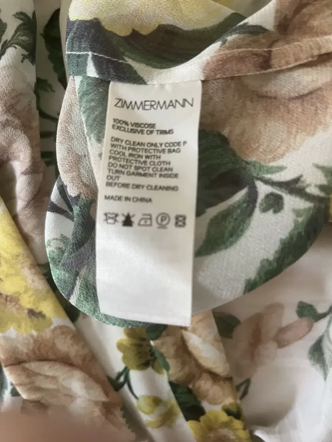 Zimmermann White Green Zippy Print Dress Size 2 (AU10-12) for rent on The Volte - main image