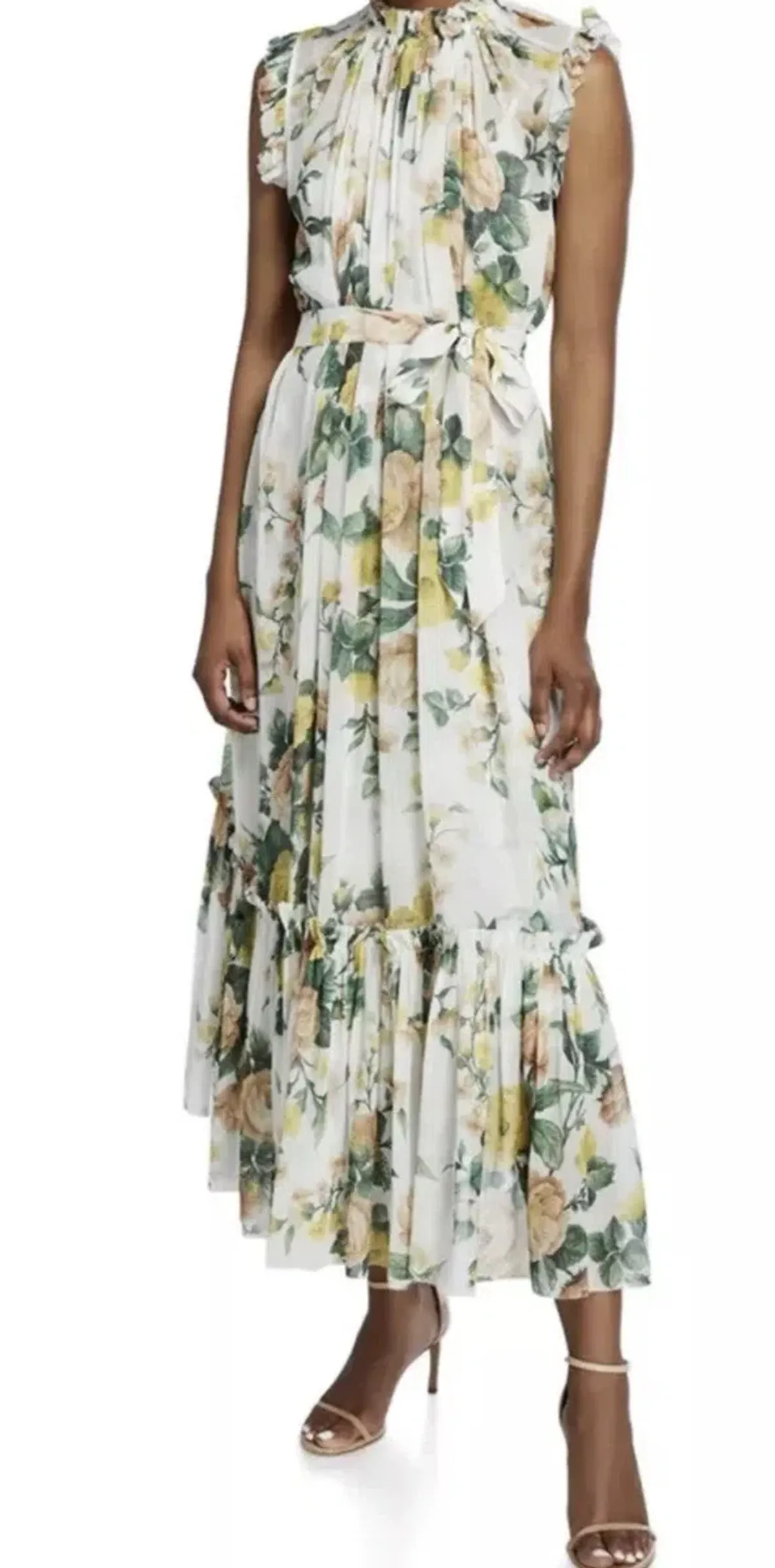 Zimmermann White Green Zippy Print Dress Size 2 (AU10-12) for rent on The Volte - main image