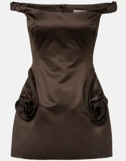 Magda Butrym Floral-appliqué satin bustier dress for rent on The Volte - image 1