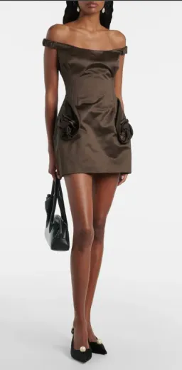 Magda Butrym Floral-appliqué satin bustier dress for rent on The Volte - image 2