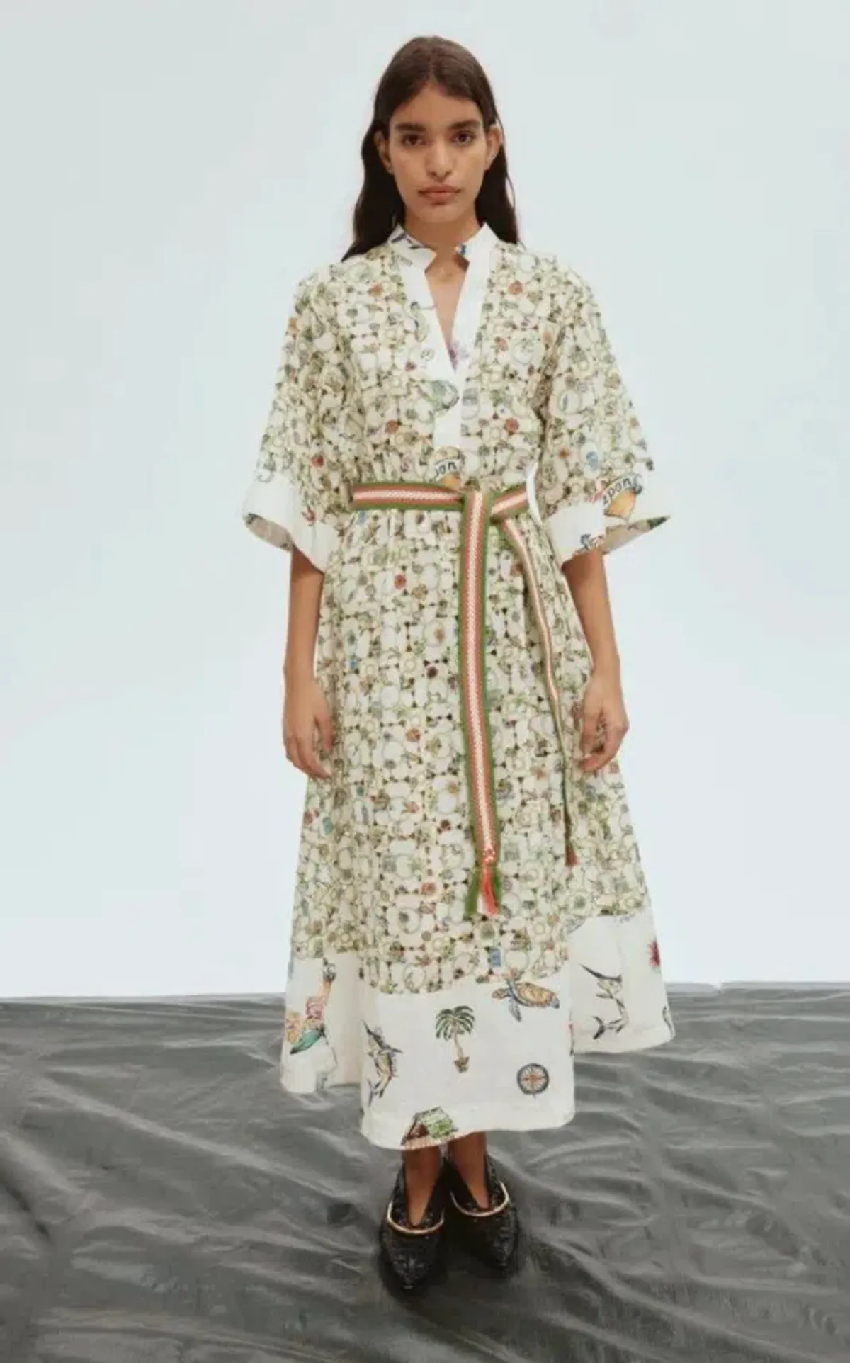 Alemais Sunset Broderie Midi Dress Size 10 fits 12 & 14 with striking belt - Image 1