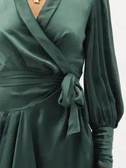 Zimmermann Silk Wrap Mini Dress Bottle Green Size 3 / AU 14 / XL for rent on The Volte - image 4