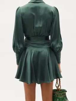 Zimmermann Silk Wrap Mini Dress Bottle Green Size 3 / AU 14 / XL for rent on The Volte - image 2