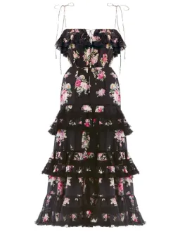 Zimmermann Honour Tiered Midi Dress Black Floral Size 0 / AU 8 for rent on The Volte - image 4