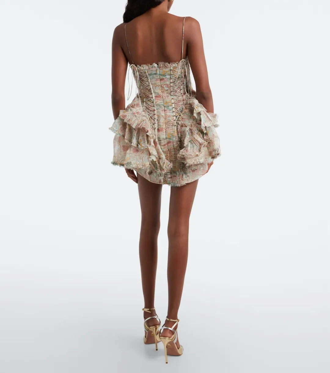 Zimmermann Rebellion Frayed Mini Dress in Mint Floral 1 / AU 10 for rent on The Volte - main image