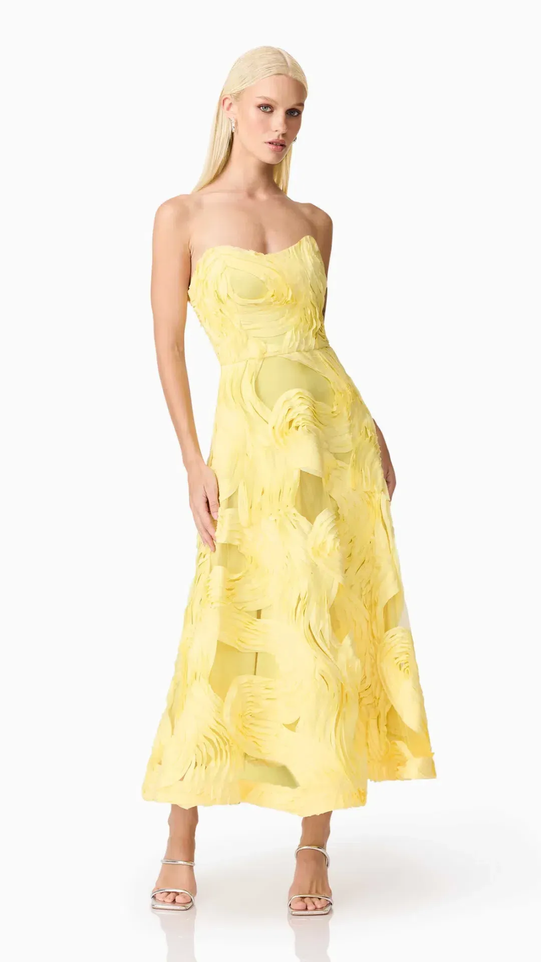 Elliatt Asher Sweetheart Midi Dress in Yellow Size S (8) for rent on The Volte - main image