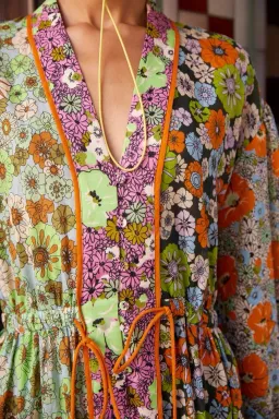 Alemais Orange Blossom Spliced Midi Dress Size 12 for rent on The Volte - image 4