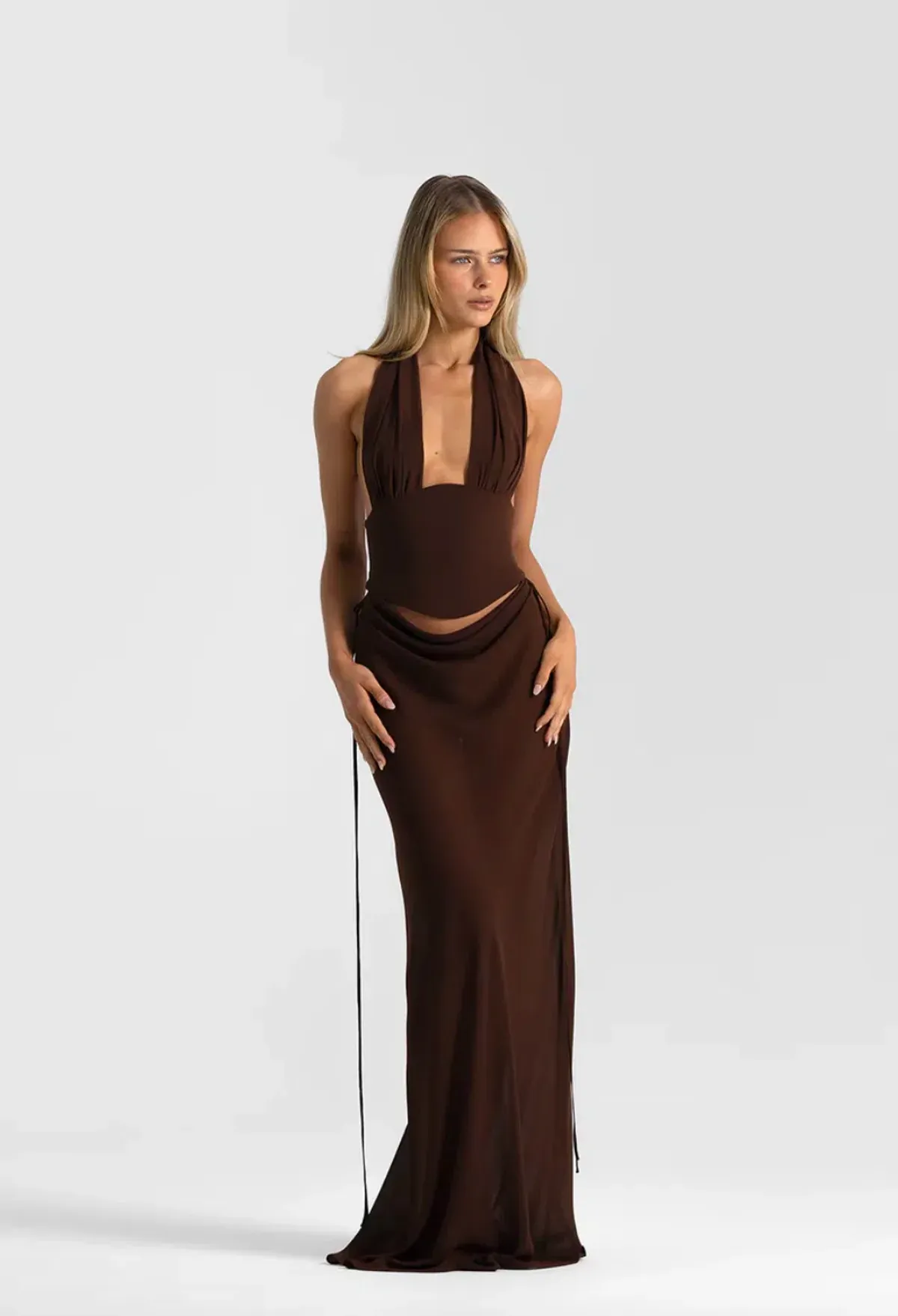 natalie rolt, bronte top & Allira skirt, brown, size 8 for rent on The Volte - main image