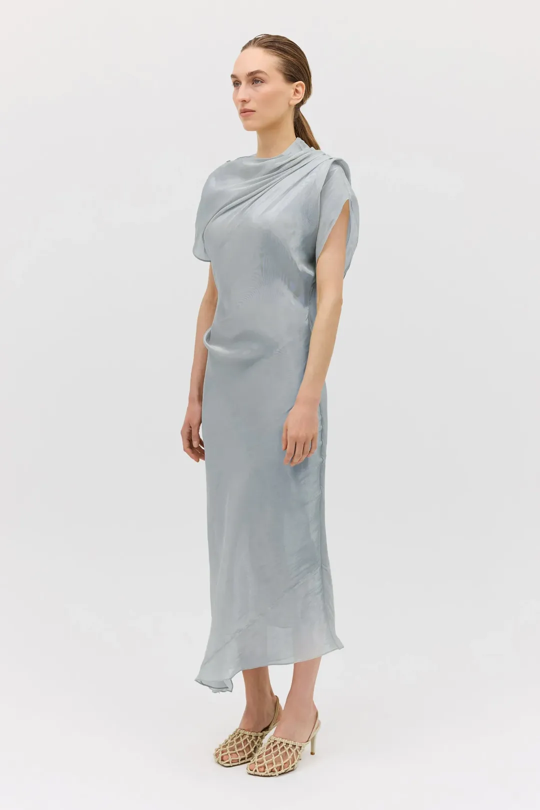 Bianca Spender Liquid Organza Decode Dress Blue Size 10 for rent on The Volte - main image