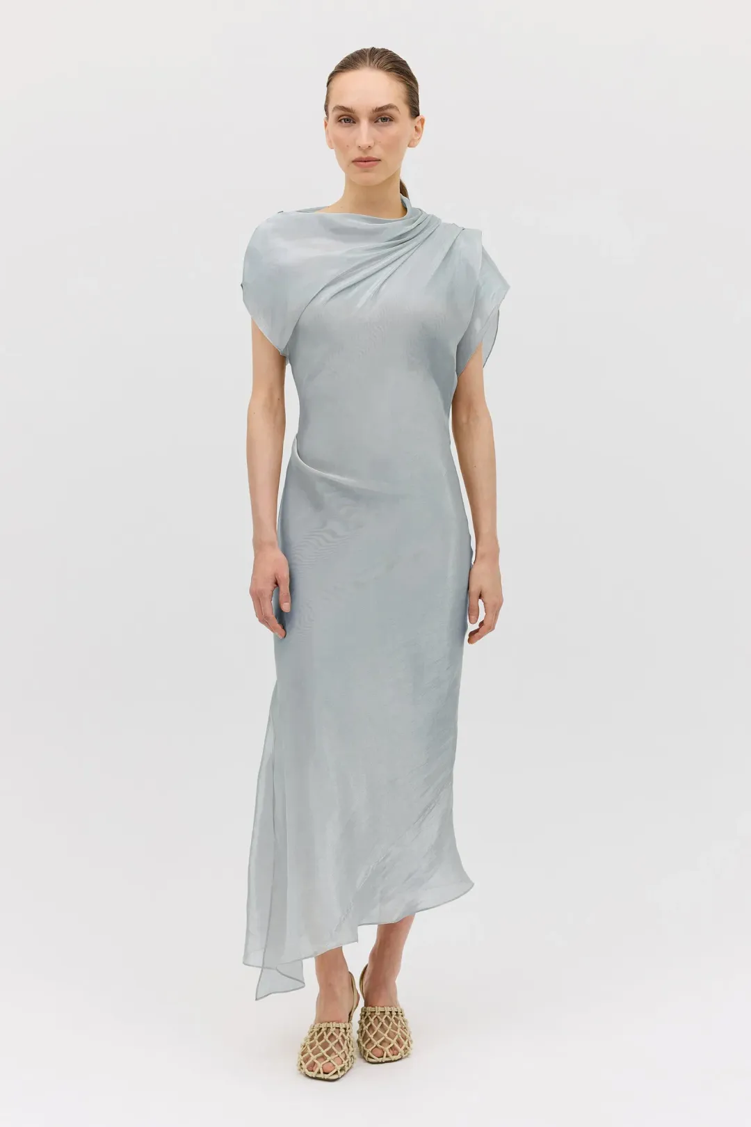 Bianca Spender Liquid Organza Decode Dress Blue Size 10 for rent on The Volte - main image