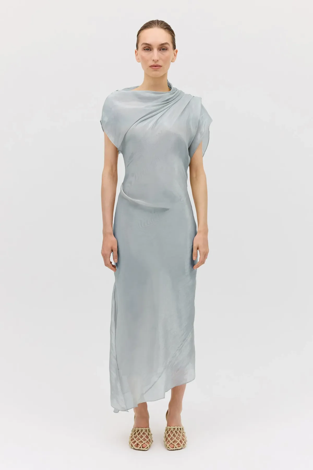 Bianca Spender Liquid Organza Decode Dress Blue Size 10 - Image 1