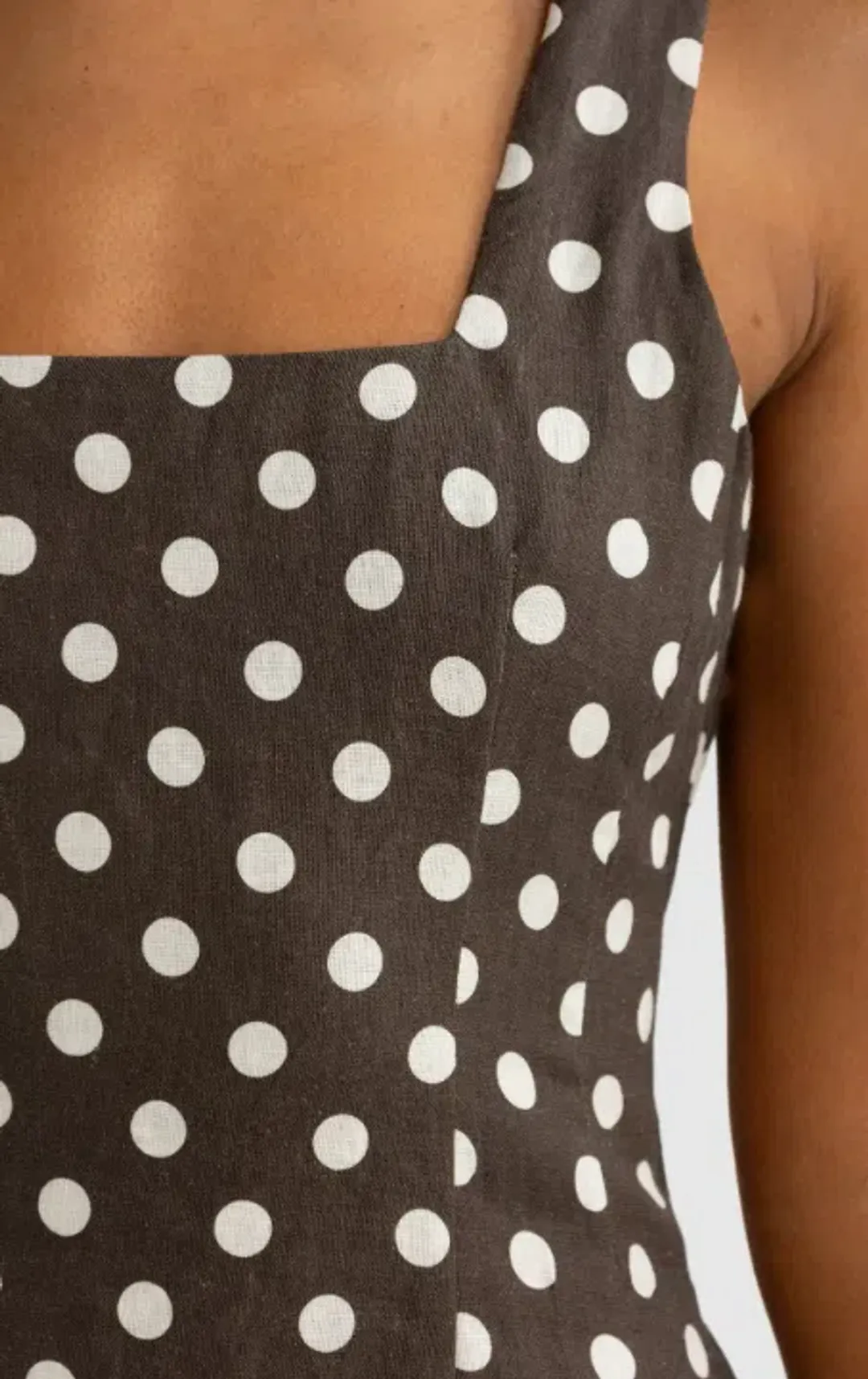 ORTC Zoey Linen Mini Dress Carob Polkadot Size 12 for rent on The Volte - main image