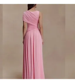 Meshki Ayeshya Slinky Asymmetric Maxi Dress in Candy Pink Size AU10 for rent on The Volte - image 3