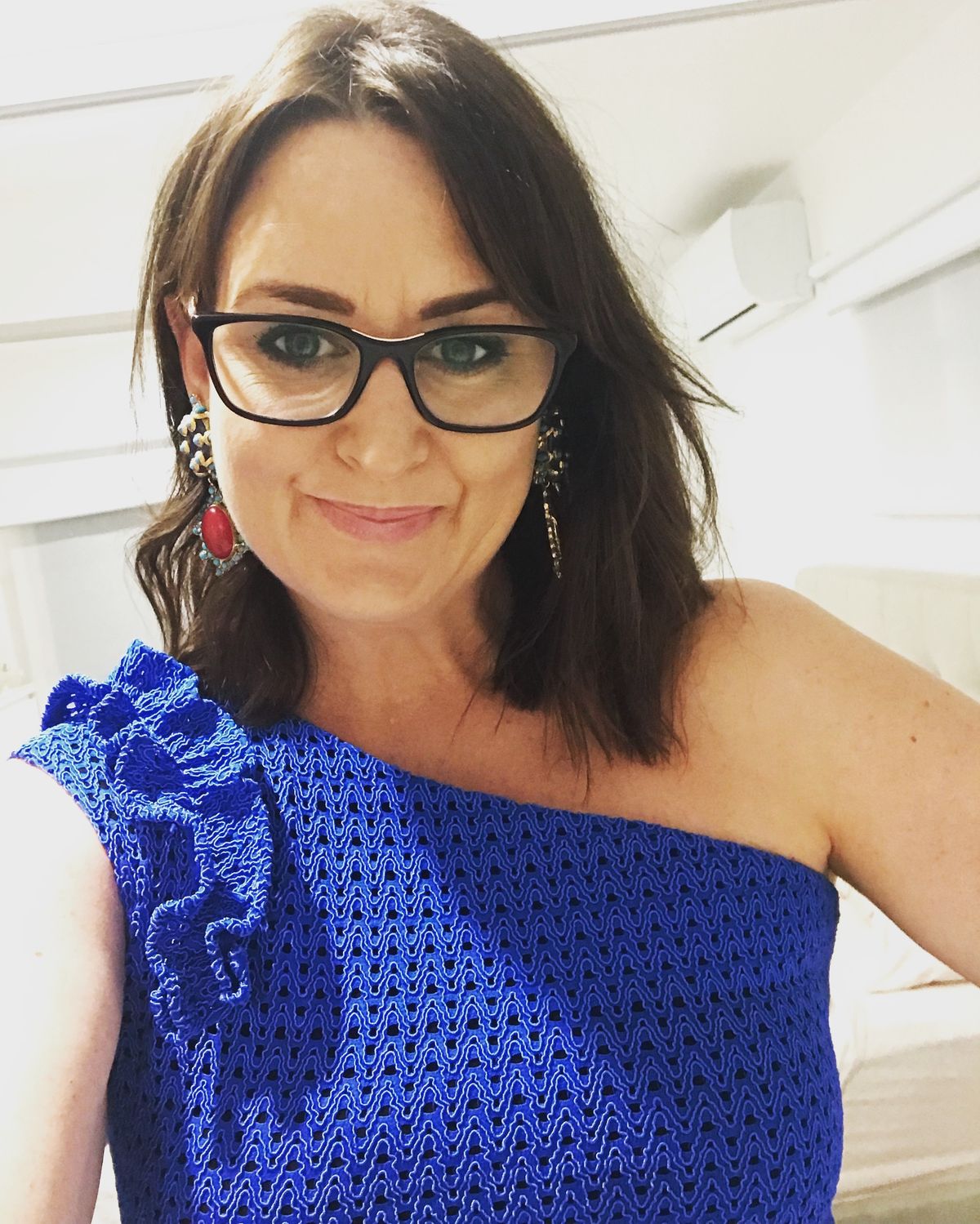 Sacha Drake Blue one shoulder dress size 14 - Image 1