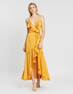 Shona Joy Oro Bias Frill Wrap Dress Yellow Size 10 for rent on The Volte - image 2
