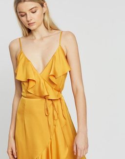 Shona Joy Oro Bias Frill Wrap Dress Yellow Size 10 for rent on The Volte - image 3