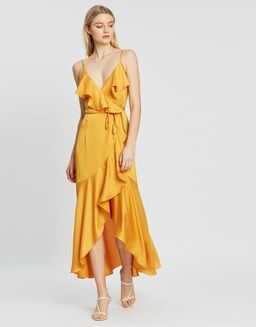 Shona Joy Oro Bias Frill Wrap Dress Yellow Size 10 for rent on The Volte - image 1