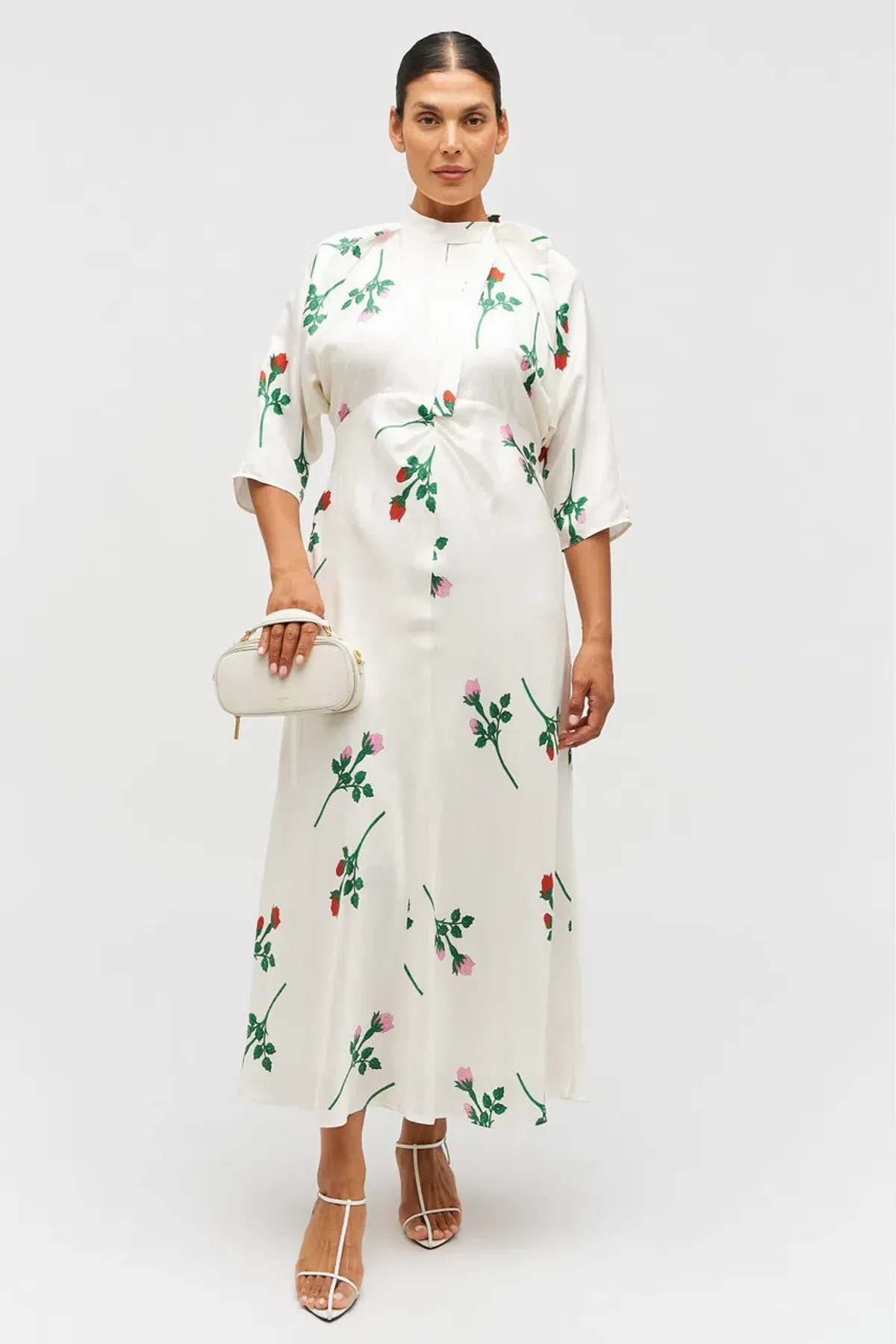 Oroton Rosebud Tie Neck Silk Dress Size 12 - Image 5