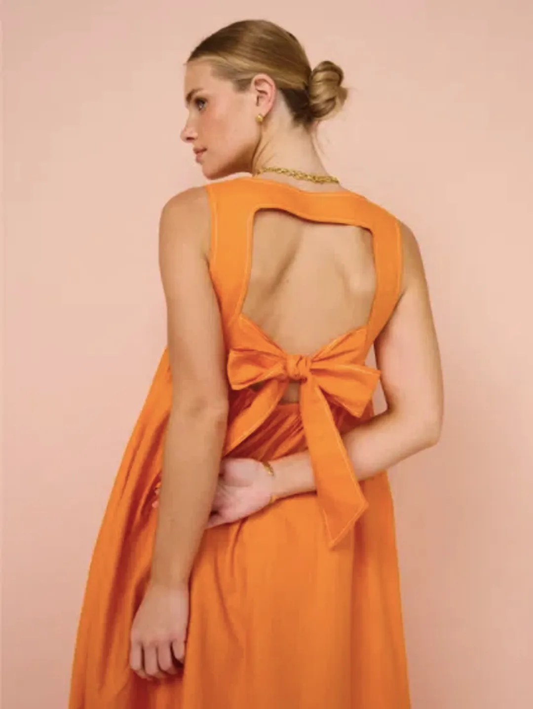 Hansen & Gretel Paloma Dress In Tangerine for rent on The Volte - main image