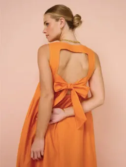 Hansen & Gretel Paloma Dress In Tangerine for rent on The Volte - image 3