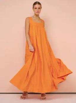 Hansen & Gretel Paloma Dress In Tangerine for rent on The Volte - image 2