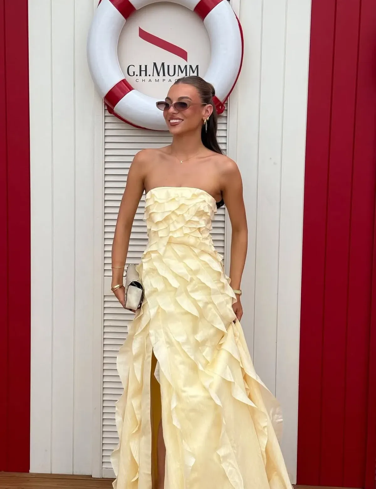 Aje Allairie Gown size 16 Butter Yellow for rent on The Volte - main image