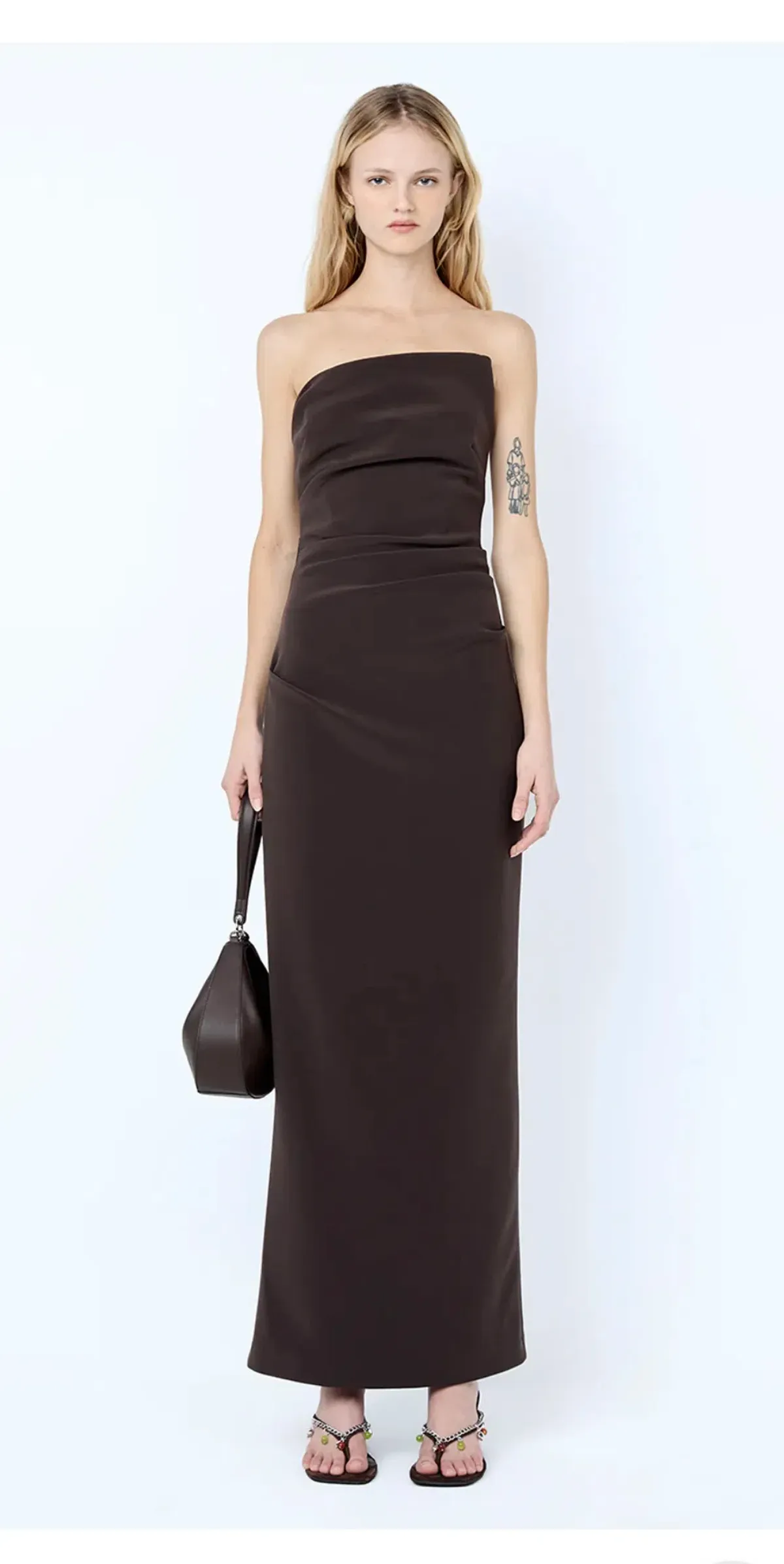 Bec and Bridge Lior strapless dress in espresso for rent on The Volte - main image