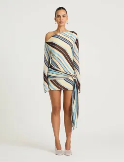 Benni Elise mini Dress in Ocean Stripe Size 8 for rent on The Volte - image 2