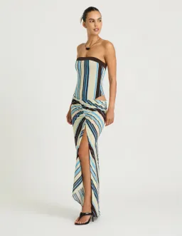 Benni Rumi Strapless Maxi Dress in Ocean Stripe Size 6 for rent on The Volte - image 1
