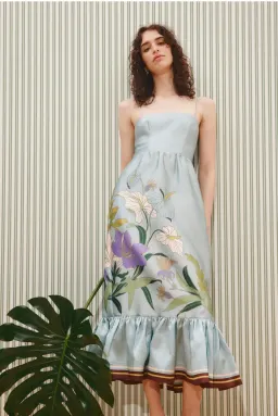 Alemais Alfie Midi Dress Blue floral Size 12 for rent on The Volte - image 2