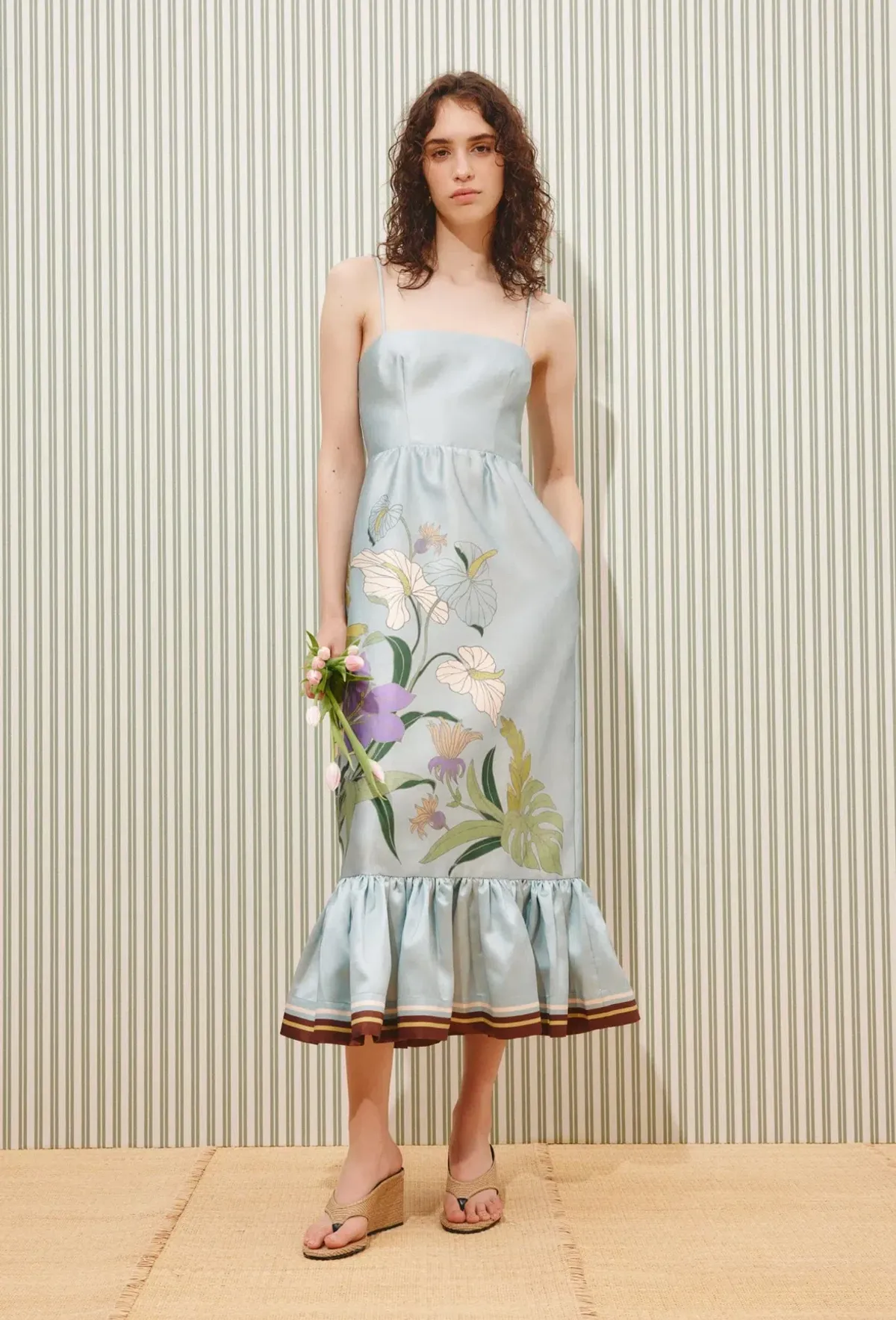 Alemais Alfie Midi Dress Blue floral Size 12 for rent on The Volte - main image