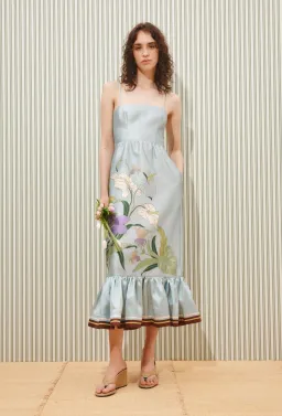 Alemais Alfie Midi Dress Blue floral Size 12 for rent on The Volte - image 1