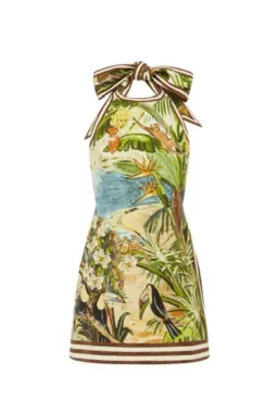Alemais Toucan Tango Halter Mini dress Cream and Brown Size 10 for rent on The Volte - image 4