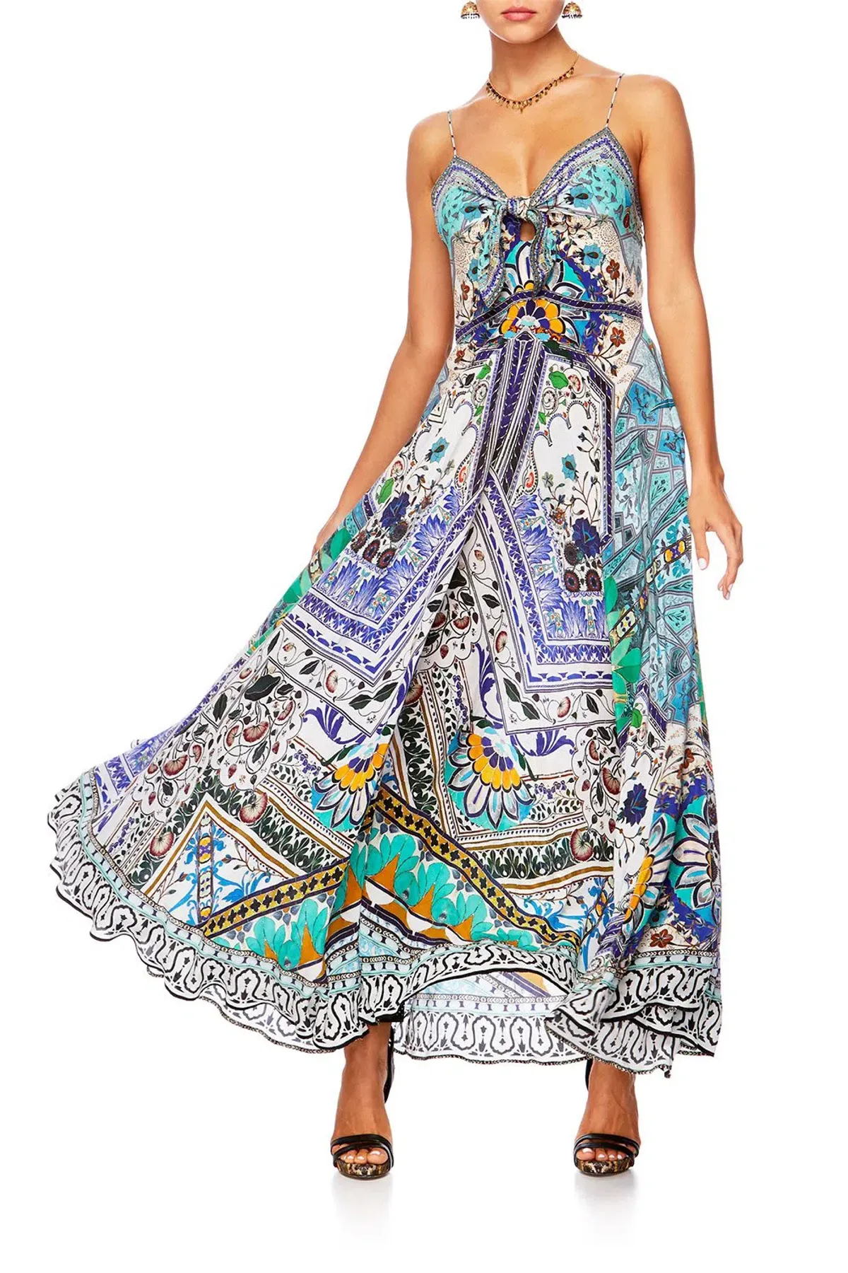 Camilla Everlasting Udaipur Long Maxi Dress Tie Front | Size XL - Image 4