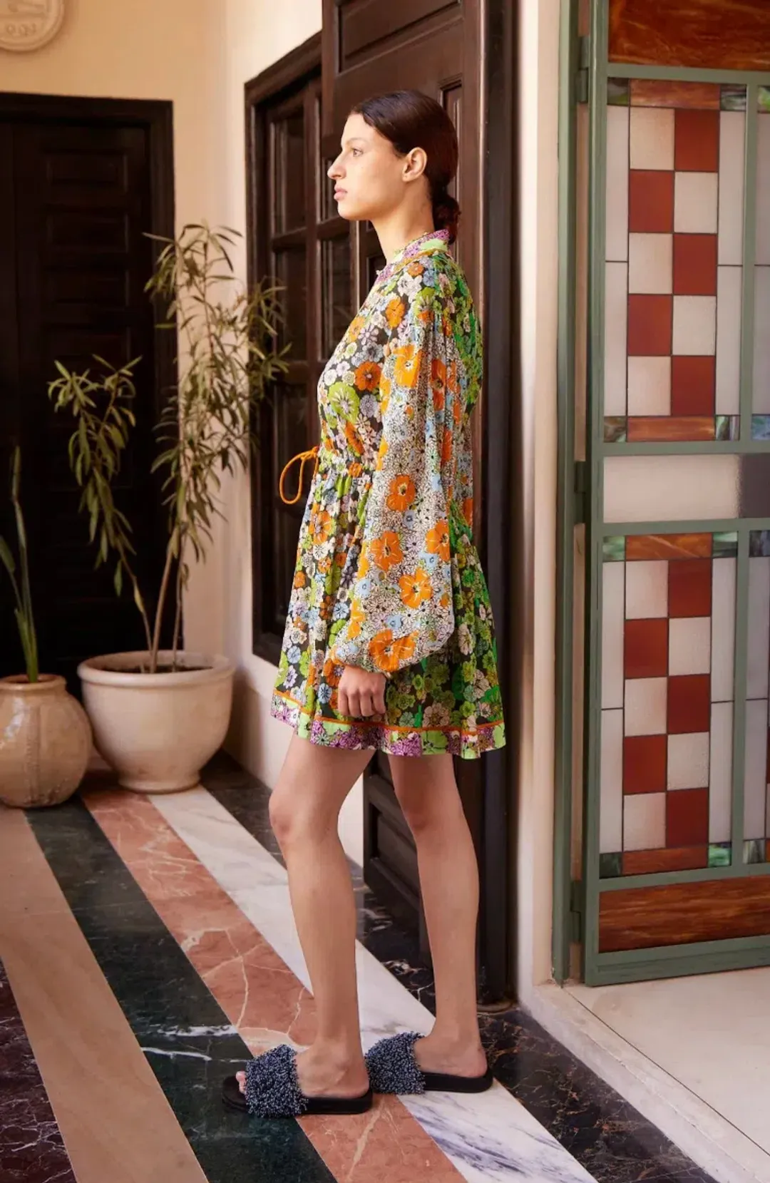 Alémais Orange Blossom Spliced Mini Dress Size 14AU for rent on The Volte - main image