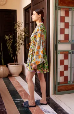 Alémais Orange Blossom Spliced Mini Dress Size 14AU for rent on The Volte - image 2